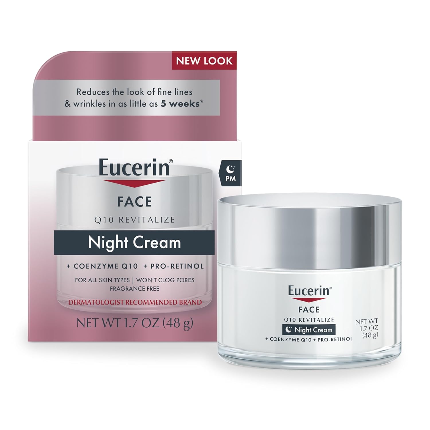 Eucerin, Face, Q10 Revitalize, Night Cream, Fragrance Free, 1.7 fl oz (48 g)