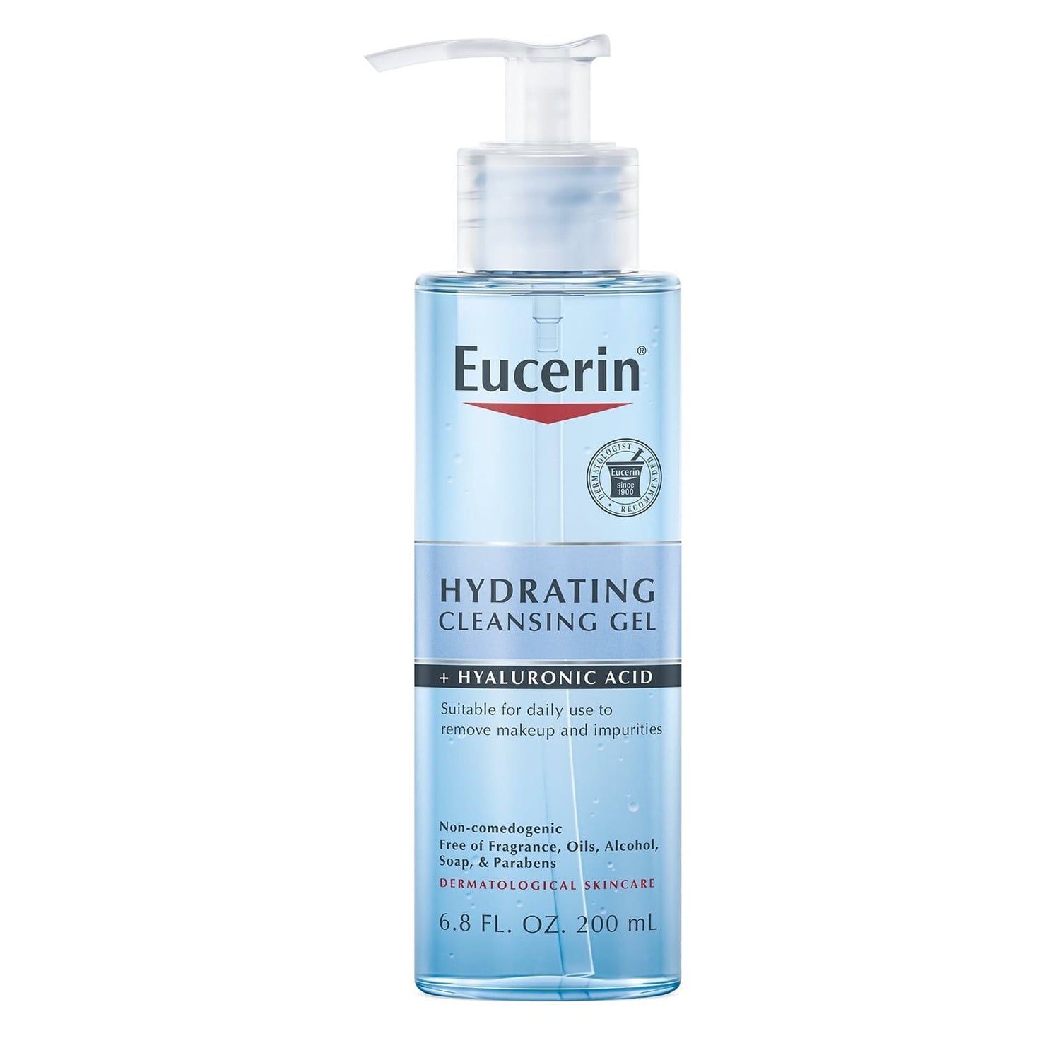 Eucerin, Face, Hydrating Cleansing Gel + Hyaluronic Acid, Fragrance Free, 6.8 fl oz (200 ml)