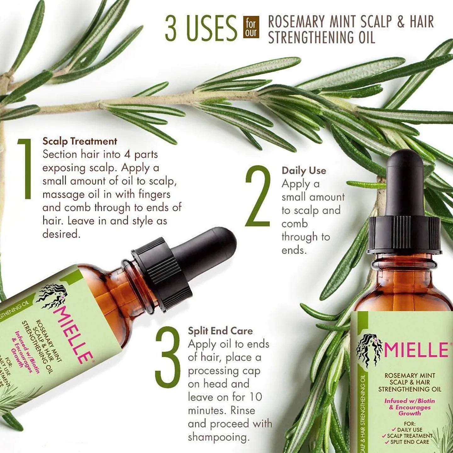 Mielle Rosemary Mint Scalp & Hair Strengthening Oil - 59ml